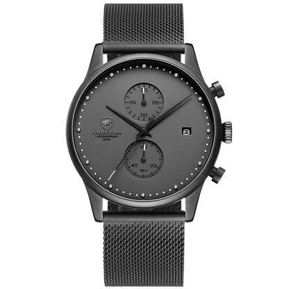 ⌚ CHEETAH Men’s Luxury Chronograph Watch ✨ | Quartz Precision ⏱️ | Steel Mesh Band ⛓️